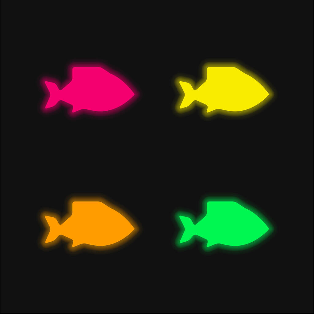 Big Fish vier Farben leuchtenden Neon-Vektor-Symbol - Vektor, Bild