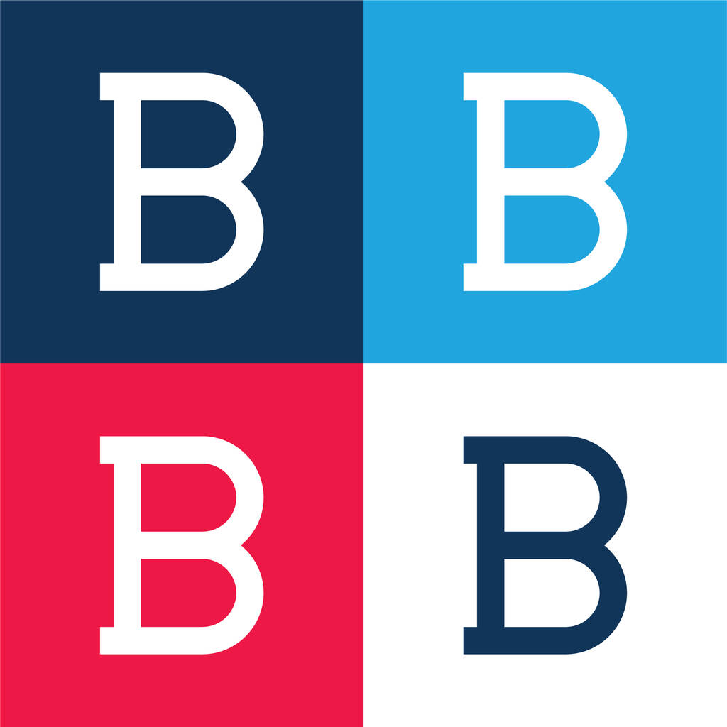 Bold niebieski i czerwony zestaw czterech kolorów minimalny zestaw ikon - Wektor, obraz