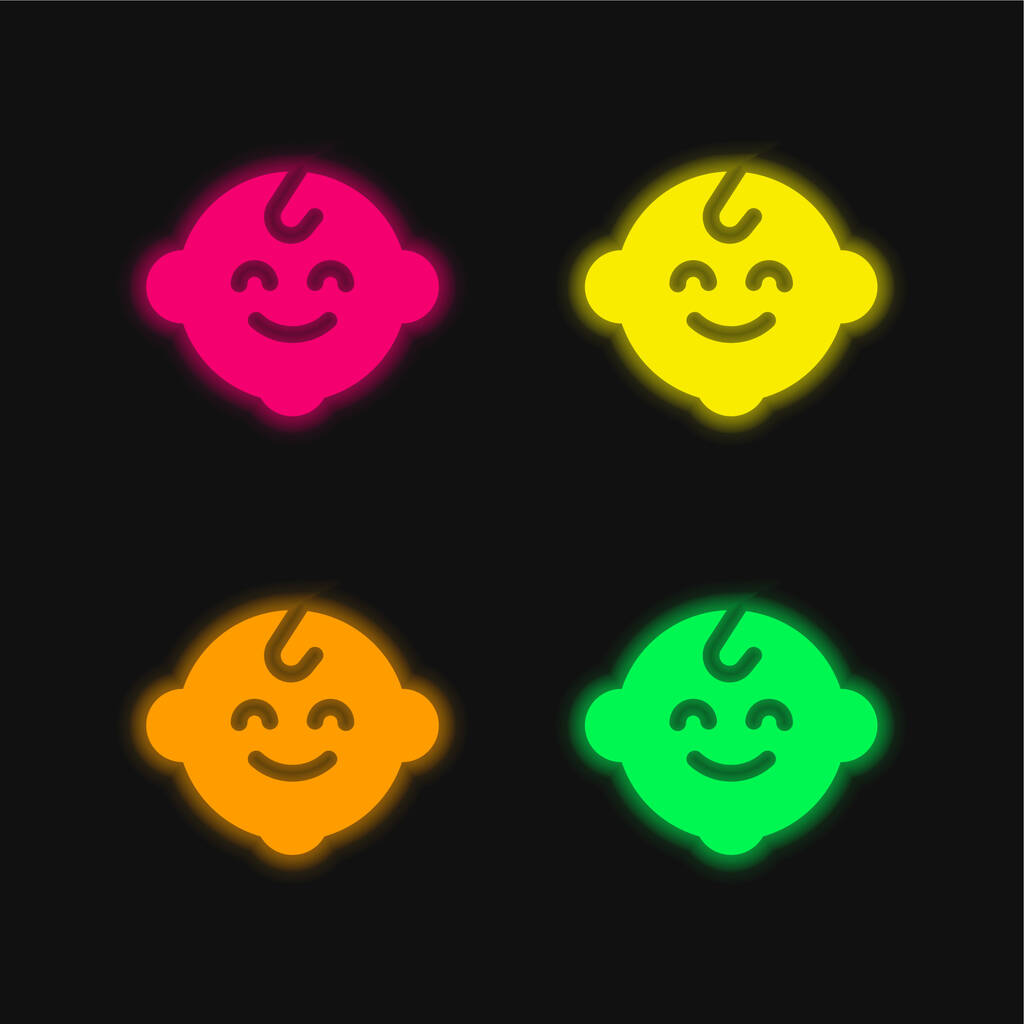 Детский четырехцветный светящийся неоновый вектор - Вектор,изображение