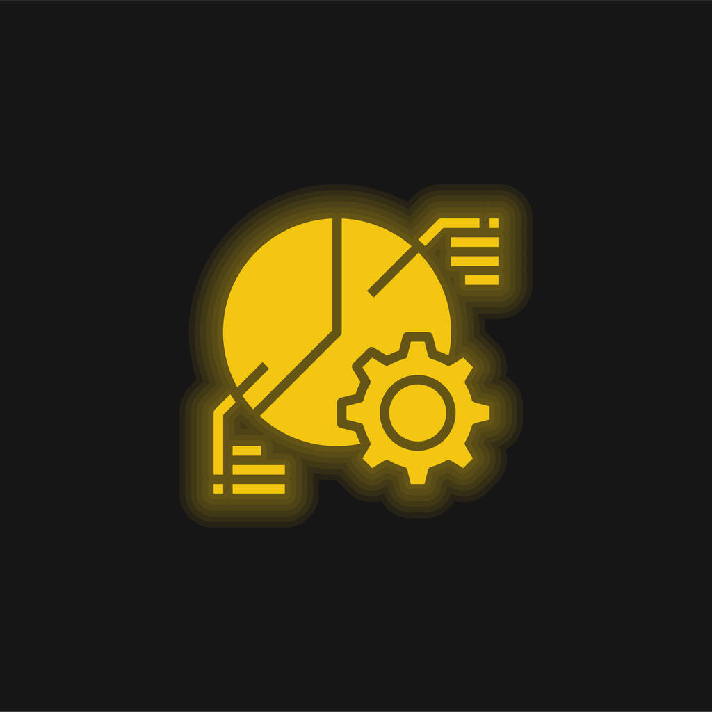 Icona al neon giallo brillante Analytics - Vettoriali, immagini