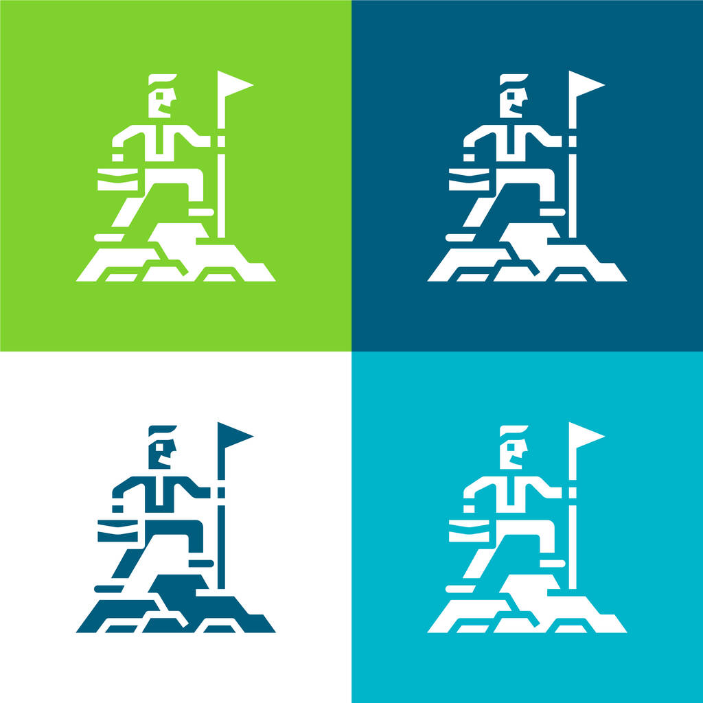 Realizzazione Set di icone minime a quattro colori piatti - Vettoriali, immagini