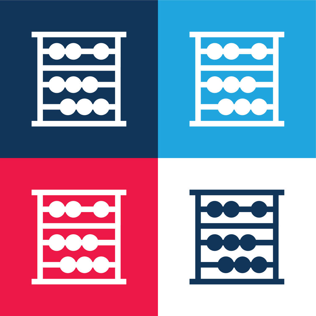 Abacus blau und rot vier Farben Minimalsymbolset - Vektor, Bild