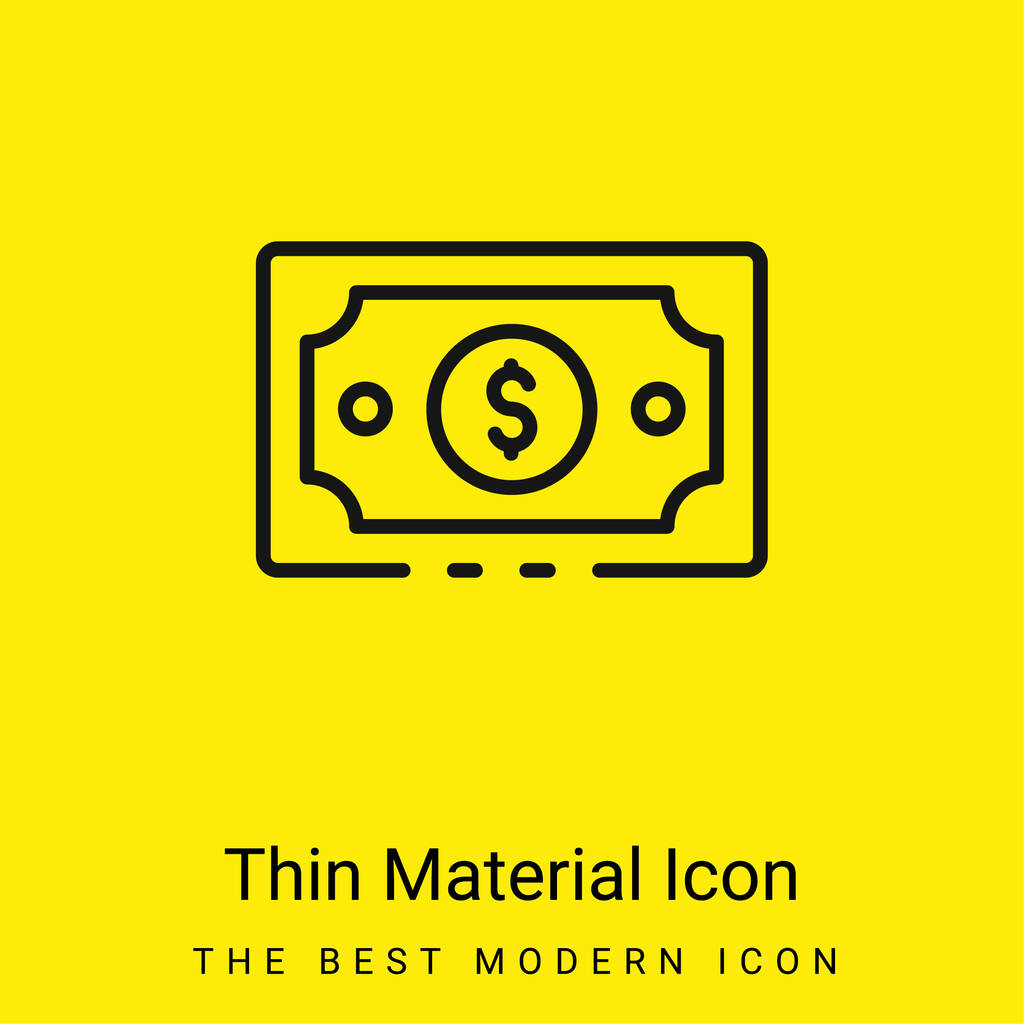 Billete mínimo icono de material amarillo brillante - Vector, imagen