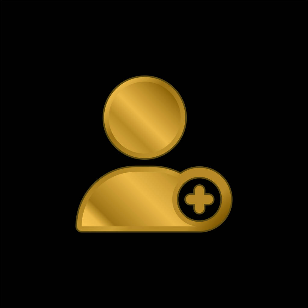 Add User gold plated metalic icon or logo vector - Vector, Image