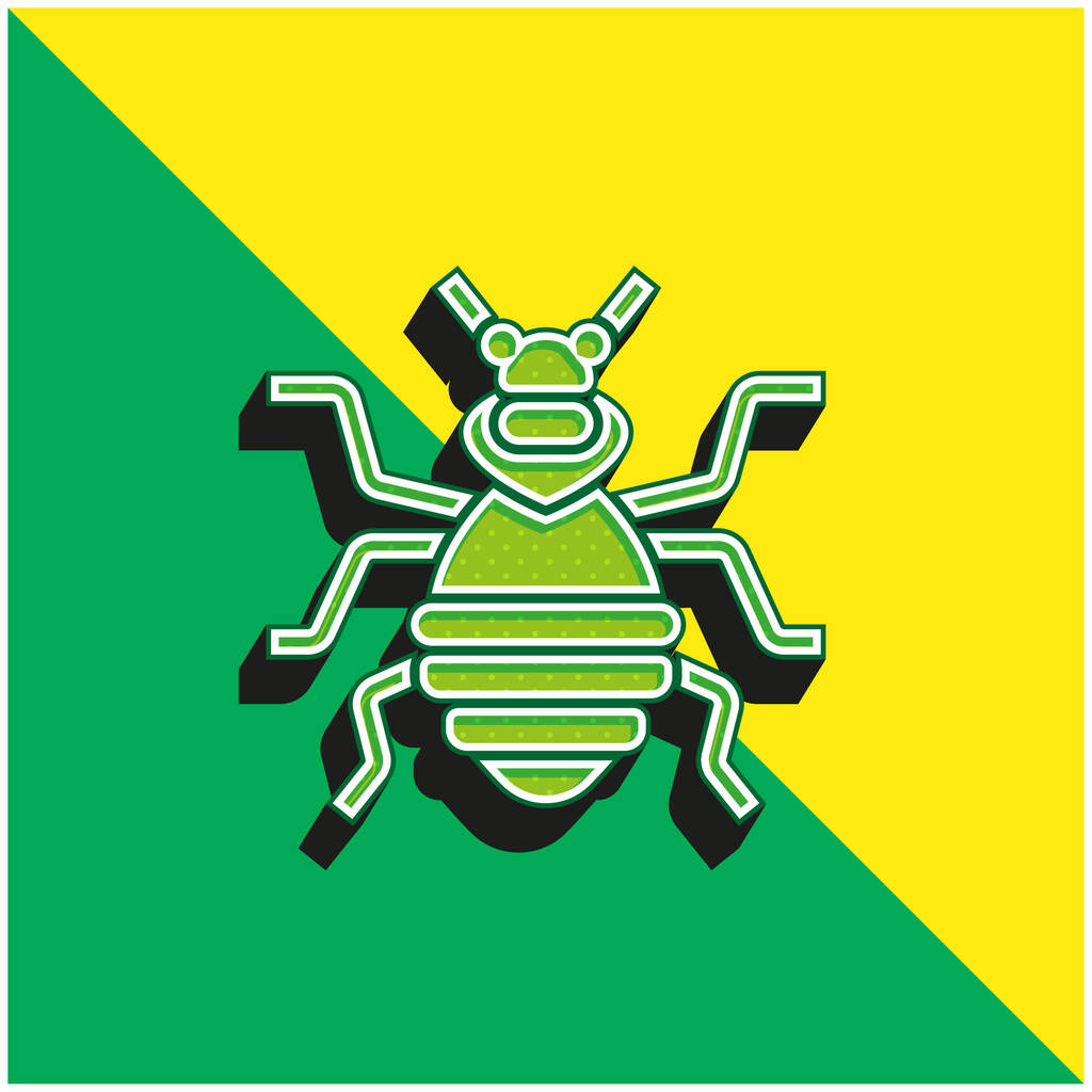 Bedbug Πράσινο και κίτρινο σύγχρονο 3d διάνυσμα εικονίδιο λογότυπο - Διάνυσμα, εικόνα