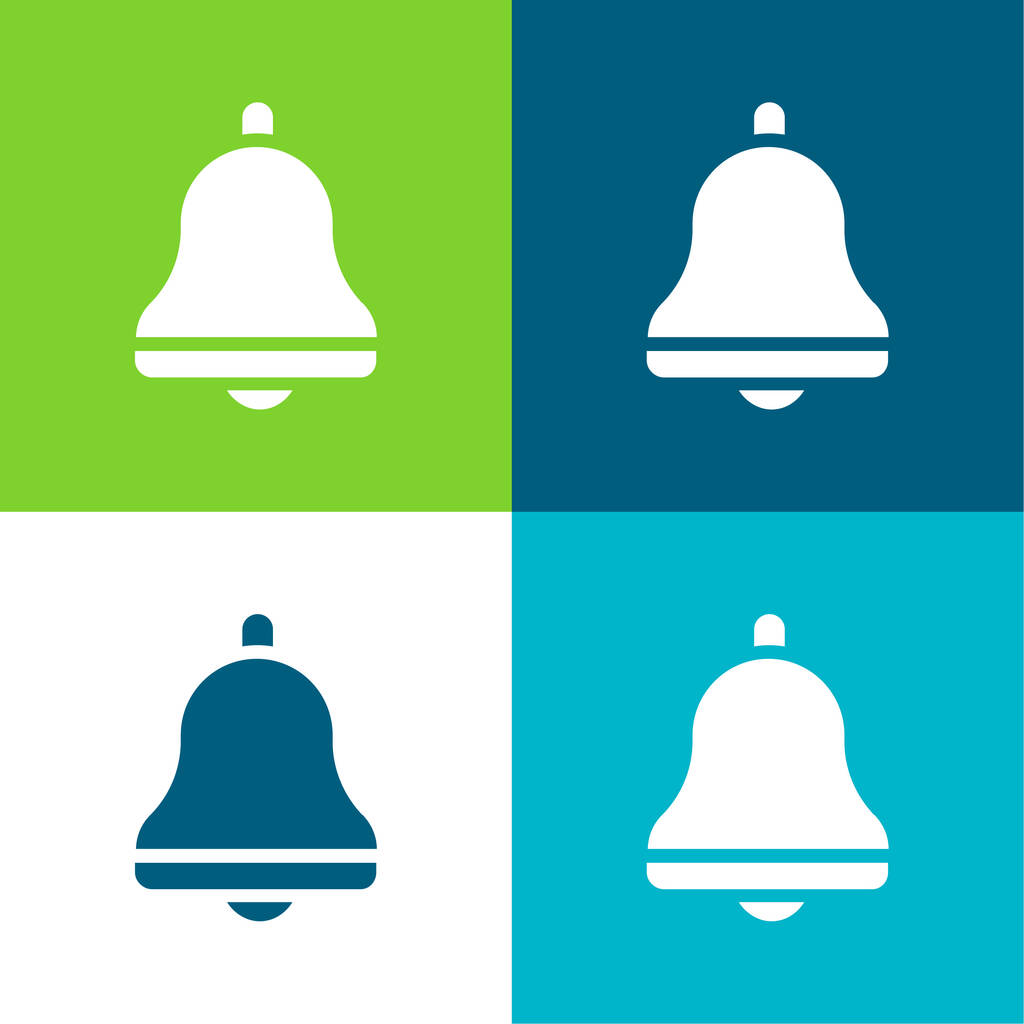 Bell Flat four color minimal icon set - Vector, Image