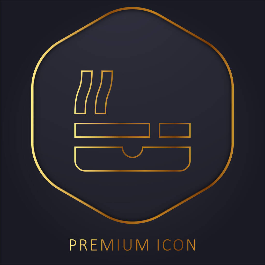 Asbak gouden lijn premium logo of pictogram - Vector, afbeelding