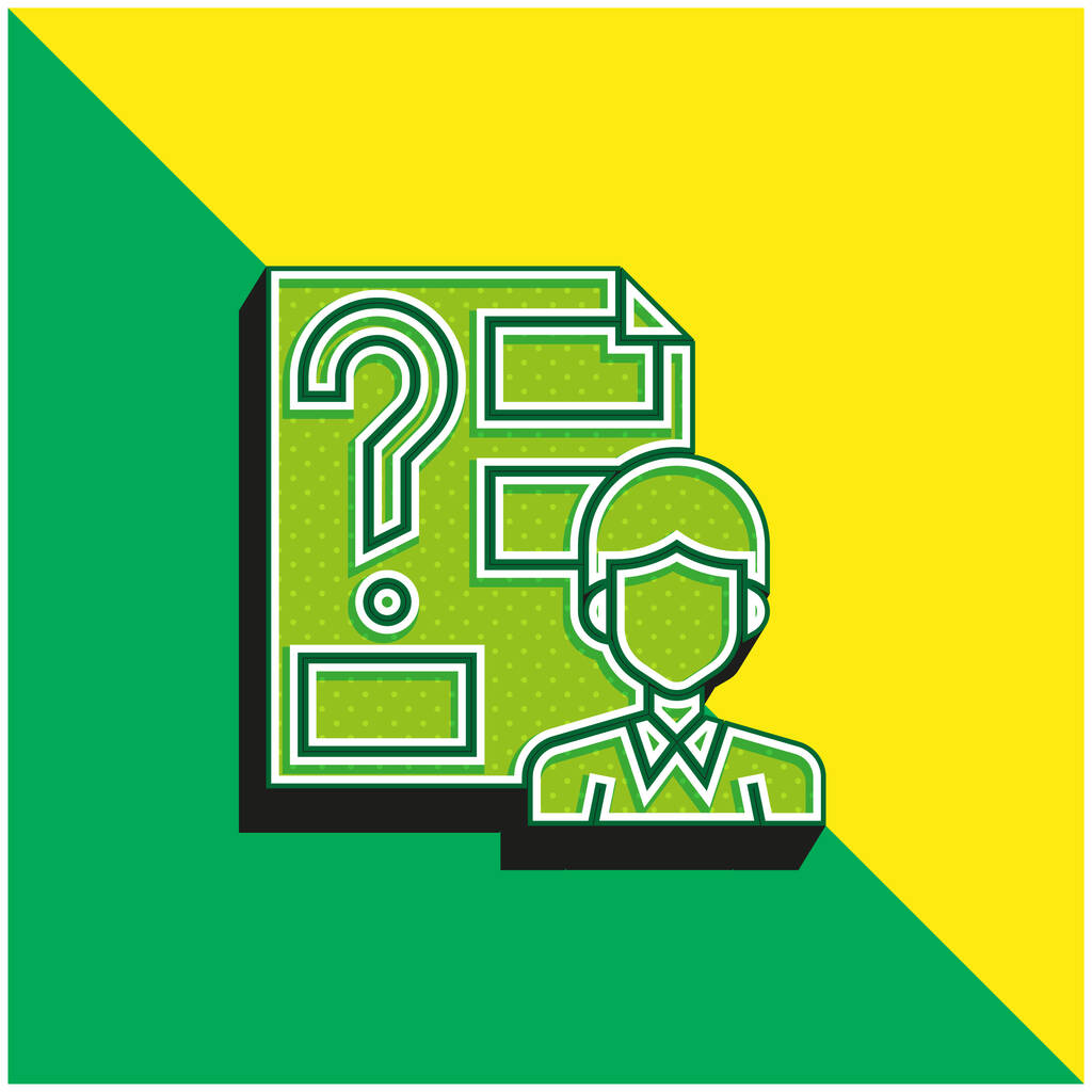 Answer Green and yellow modern 3d vector icon logo - Vector, Image
