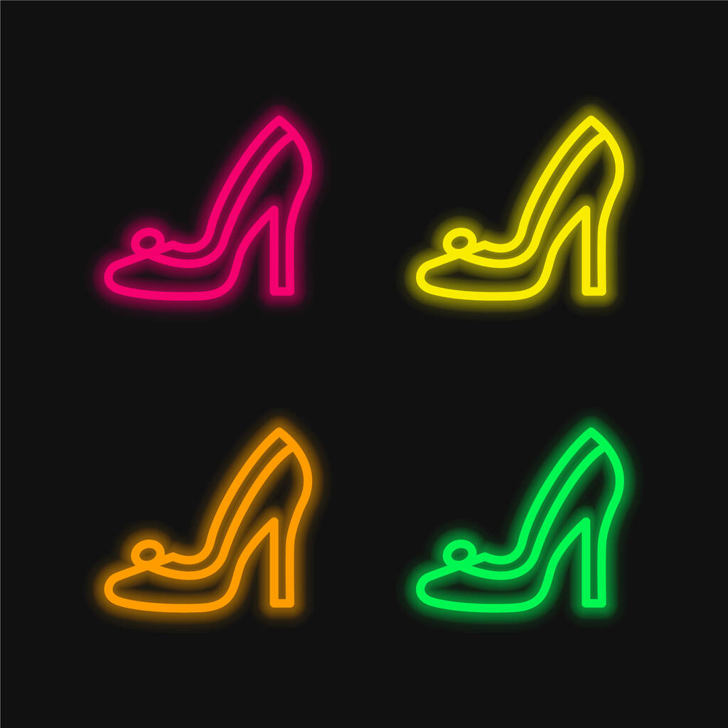 Zapato nupcial de cuatro colores brillante icono de vectores de neón - Vector, imagen