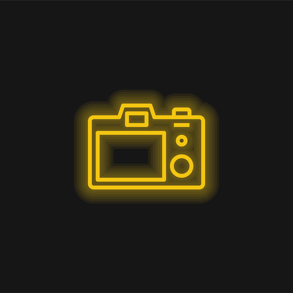 Πίσω κάμερα κίτρινο λαμπερό νέον εικονίδιο - Διάνυσμα, εικόνα