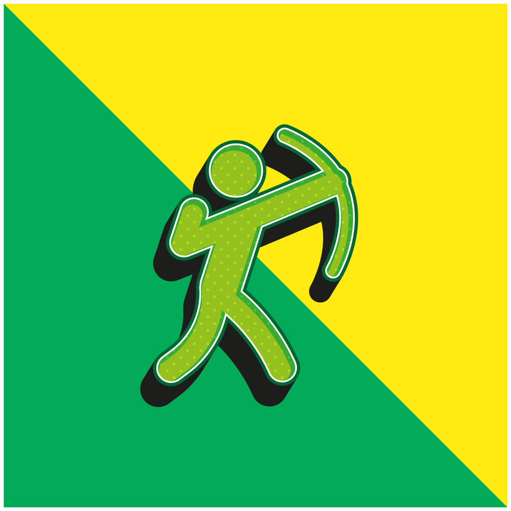 Tiro con l'arco verde e giallo moderno 3d logo icona vettoriale - Vettoriali, immagini