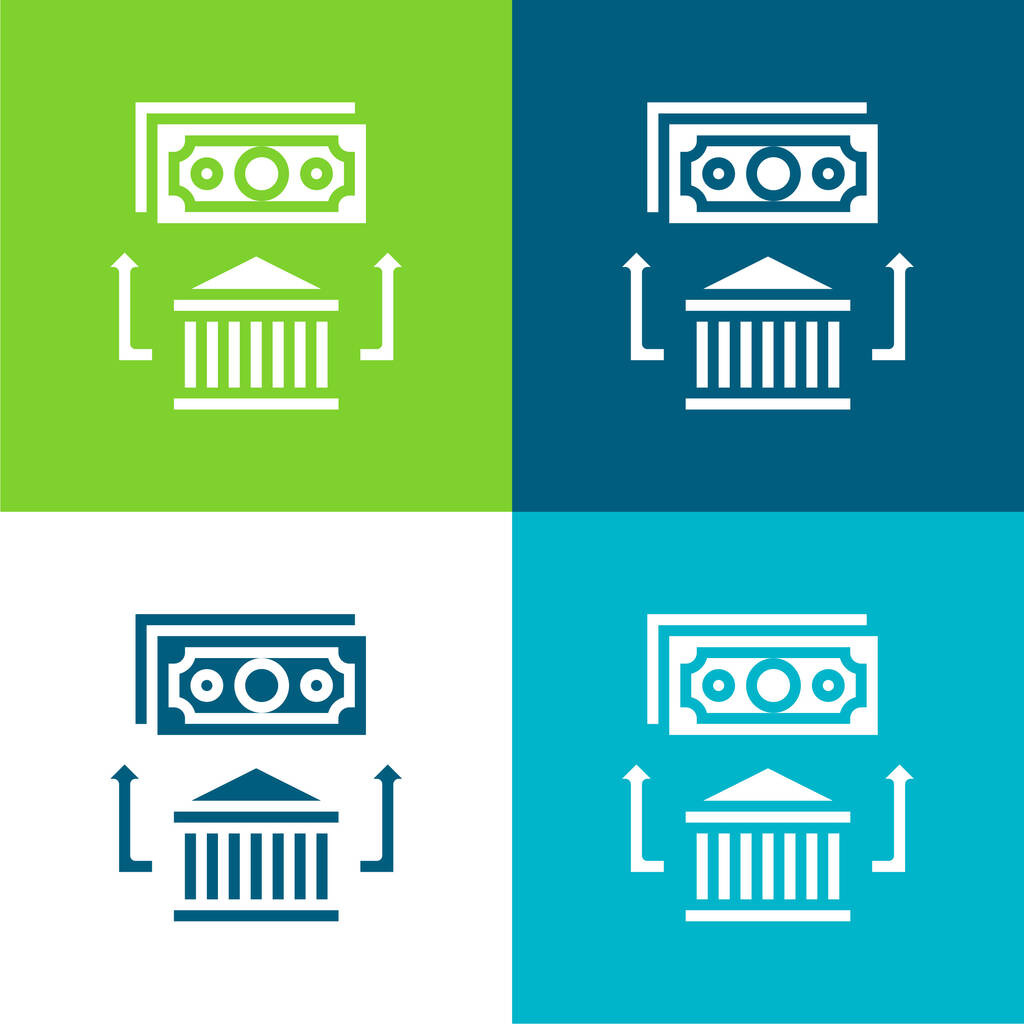 Trasferimento bancario Set di icone minimali a quattro colori - Vettoriali, immagini