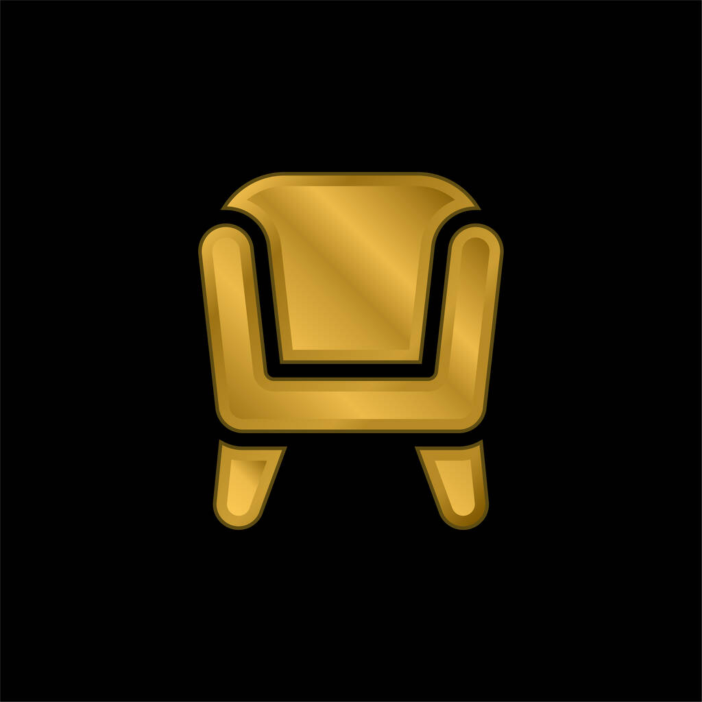 Poltrona banhado a ouro ícone metálico ou vetor logotipo - Vetor, Imagem