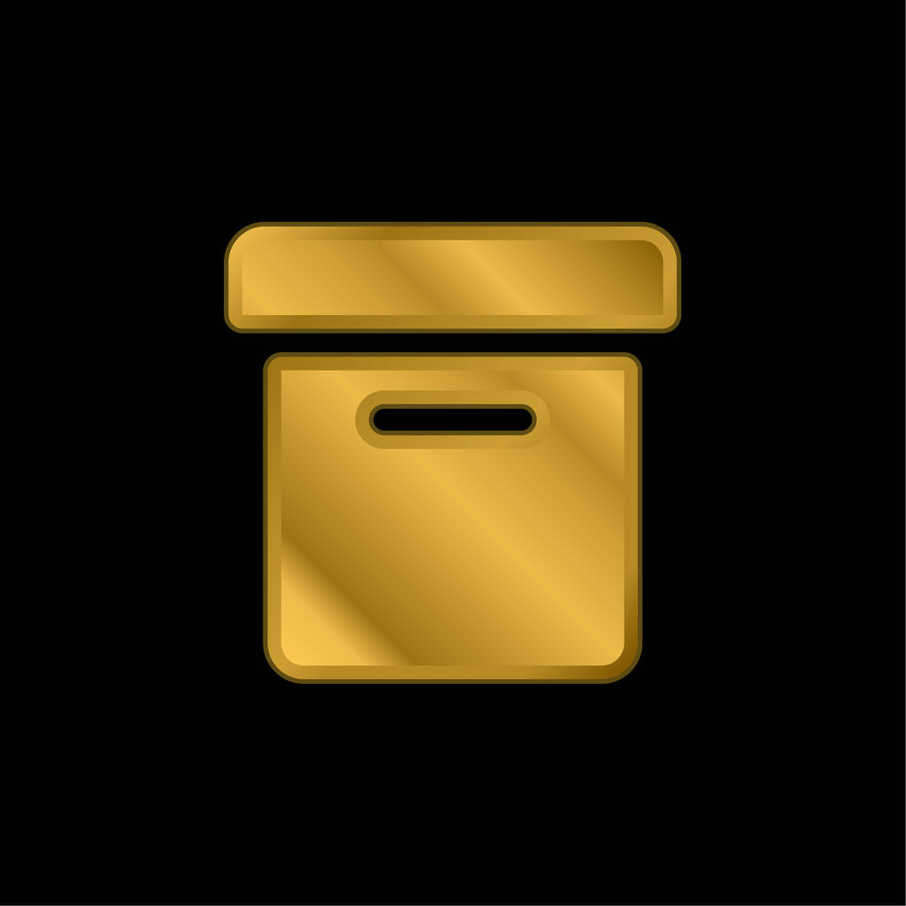 Box Side View icône métallique plaqué or ou vecteur de logo - Vecteur, image