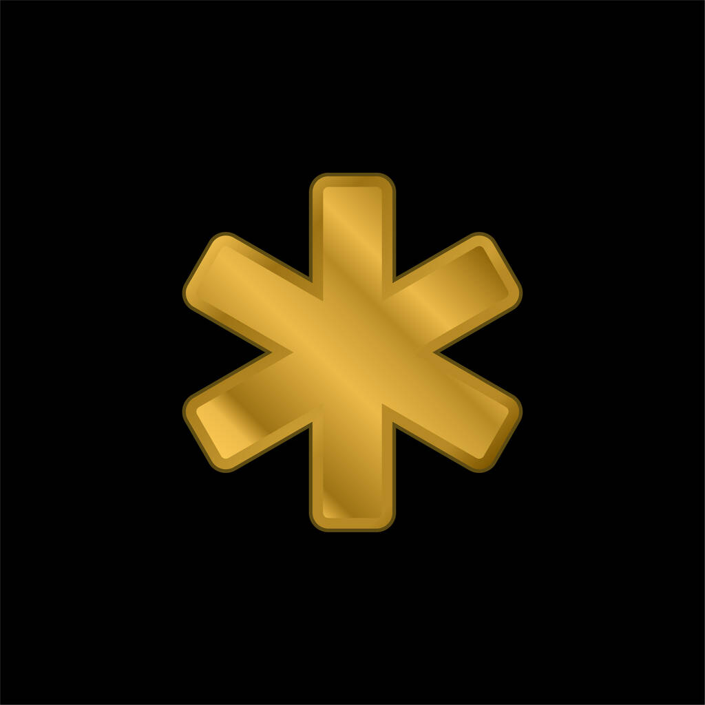 Asterisk altın kaplama metalik simge veya logo vektörü - Vektör, Görsel
