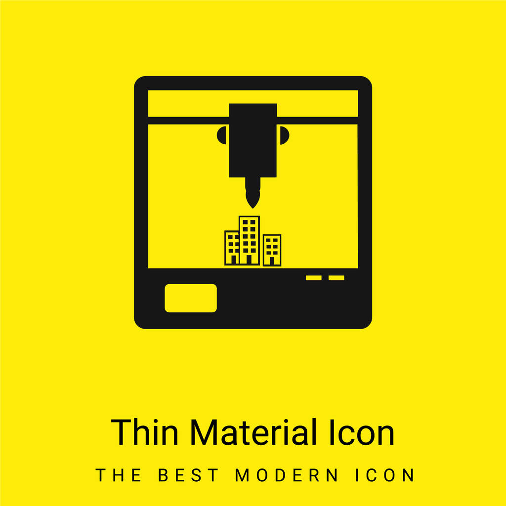 3d Printer Symbool van het venster minimaal helder geel materiaal pictogram - Vector, afbeelding