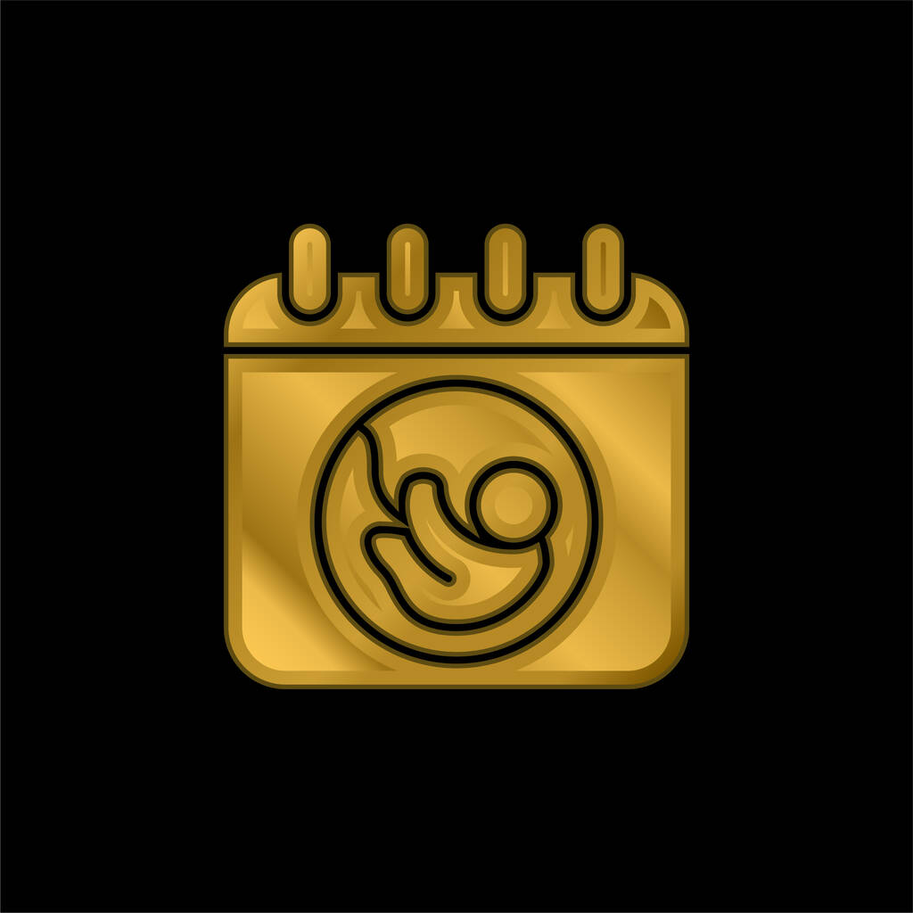 Születés aranybevonatú fémes ikon vagy logó vektor - Vektor, kép
