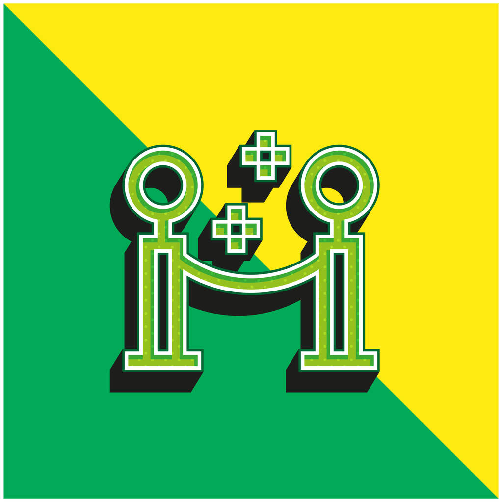 Barriera Logo icona vettoriale 3D moderna verde e gialla - Vettoriali, immagini