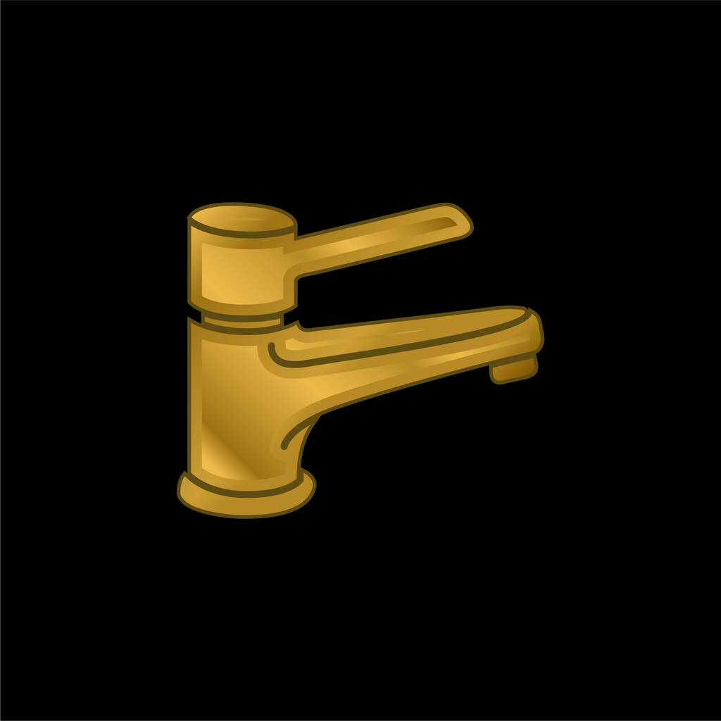 Herramienta de grifo de baño para controlar la fuente de agua chapado en oro icono metálico o vector de logotipo - Vector, Imagen