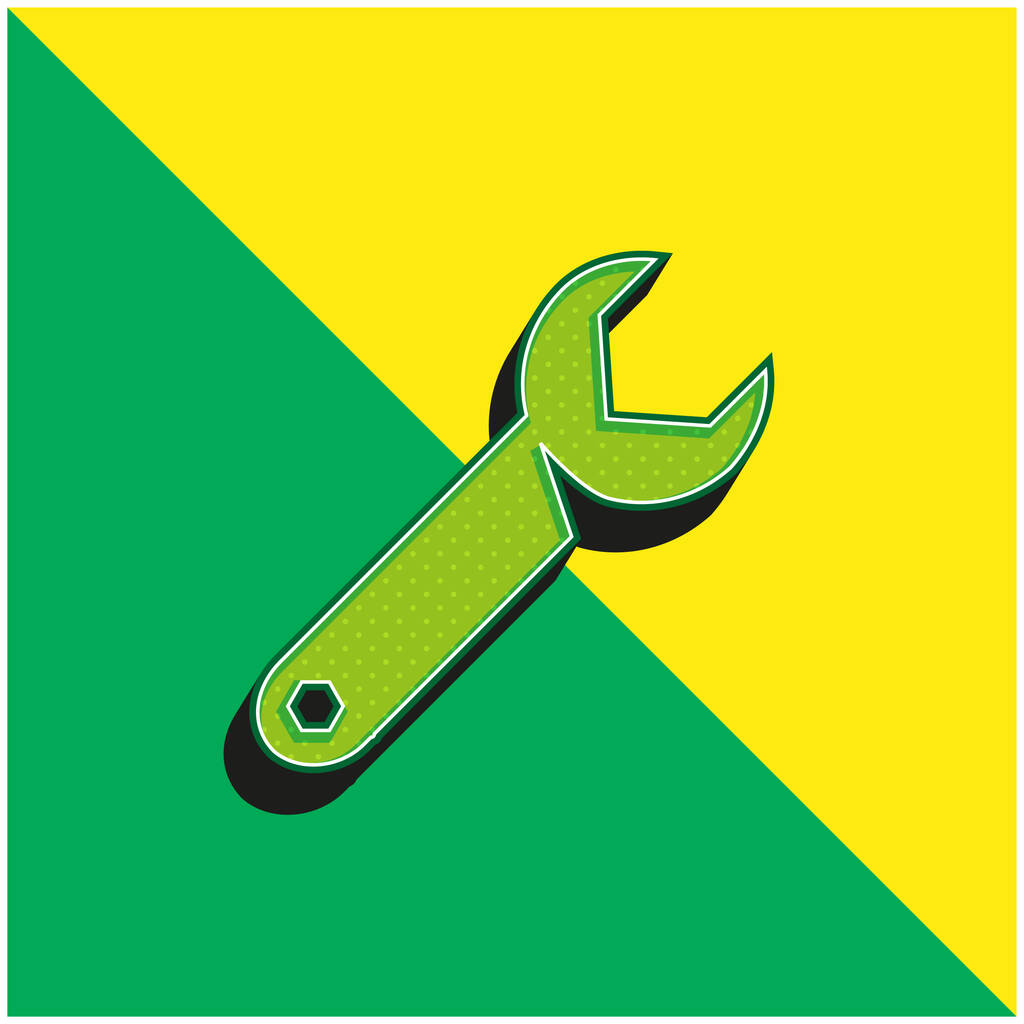 Chiave regolabile Logo icona vettoriale 3d moderna verde e gialla - Vettoriali, immagini