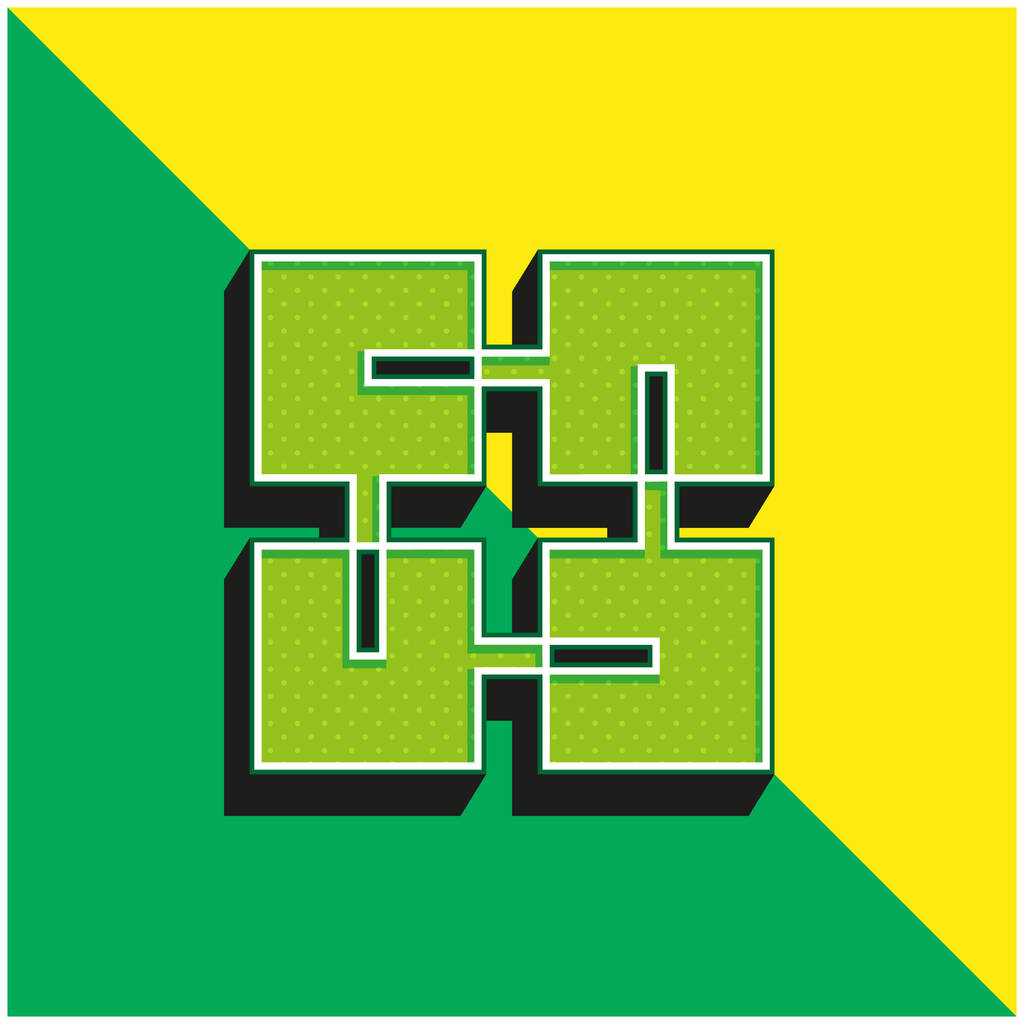 Blockchain Vihreä ja keltainen moderni 3d vektori kuvake logo - Vektori, kuva