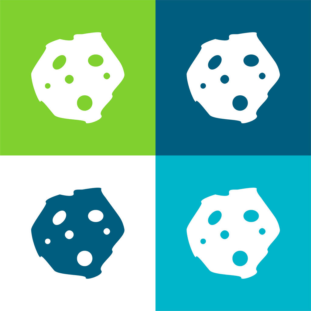 Asteroide piatto quattro colori set icona minima - Vettoriali, immagini