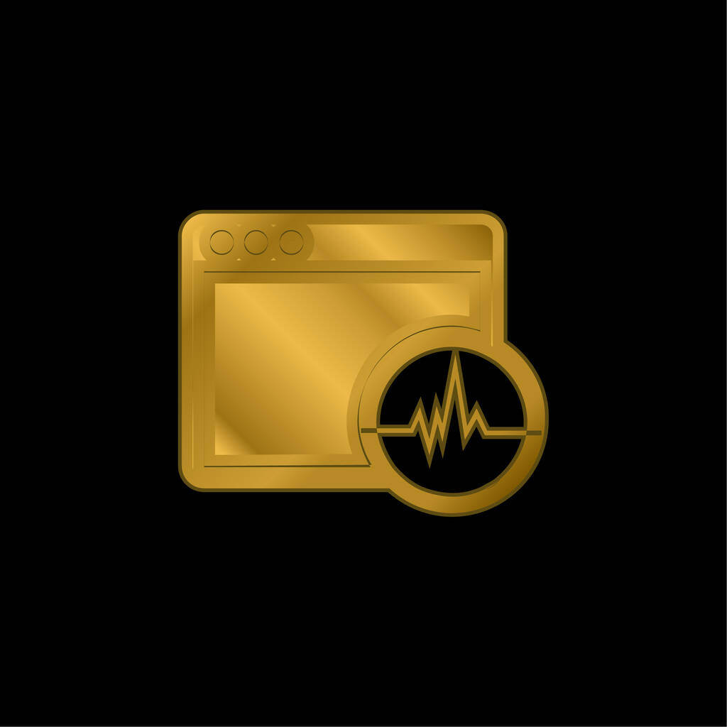 Análise de atividade em uma janela de comando banhado a ouro ícone metálico ou vetor de logotipo - Vetor, Imagem