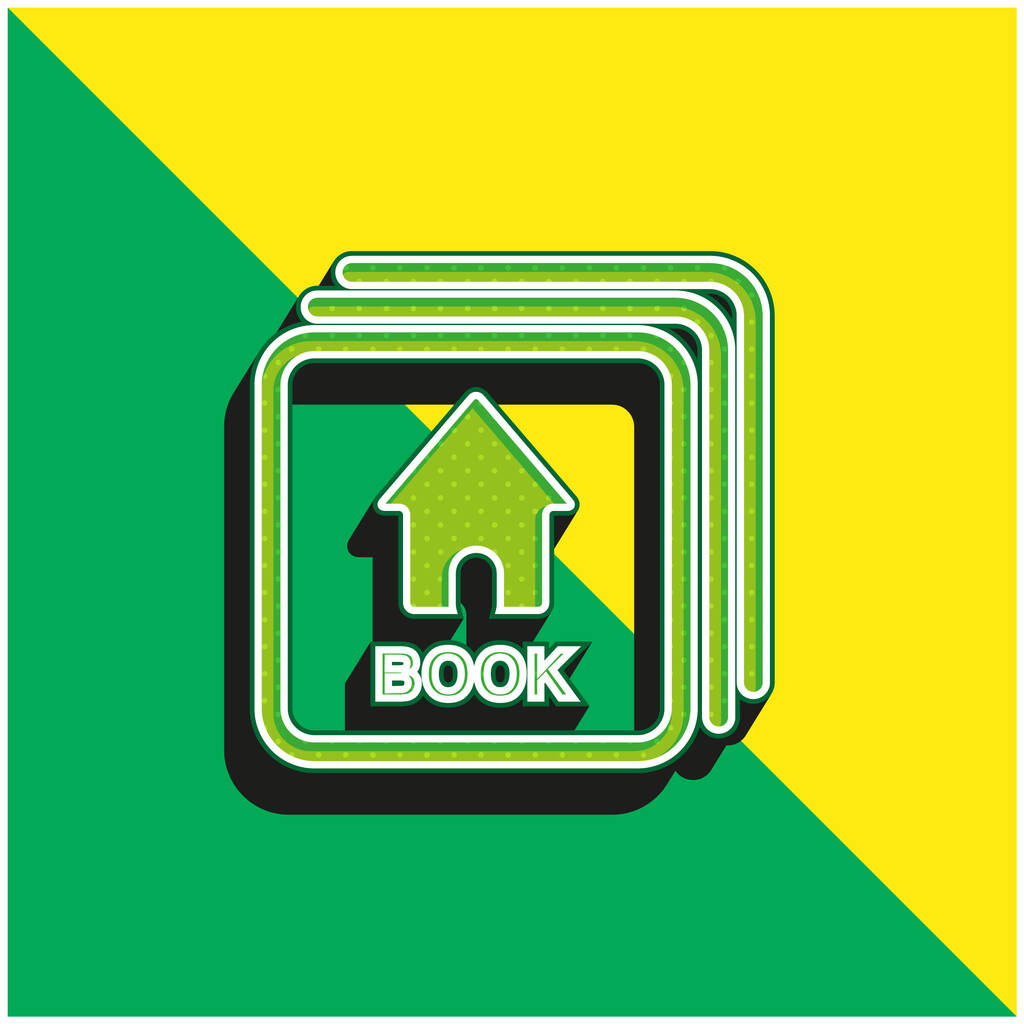 Baby Flash Cards With Book Image Green and yellow modern 3d vector icon logo - Vector, Image