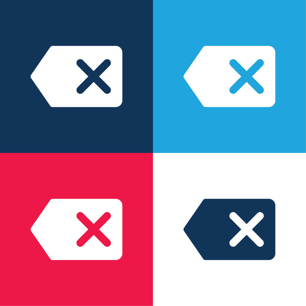 Backspace blau und rot vier Farben minimalen Symbolsatz - Vektor, Bild