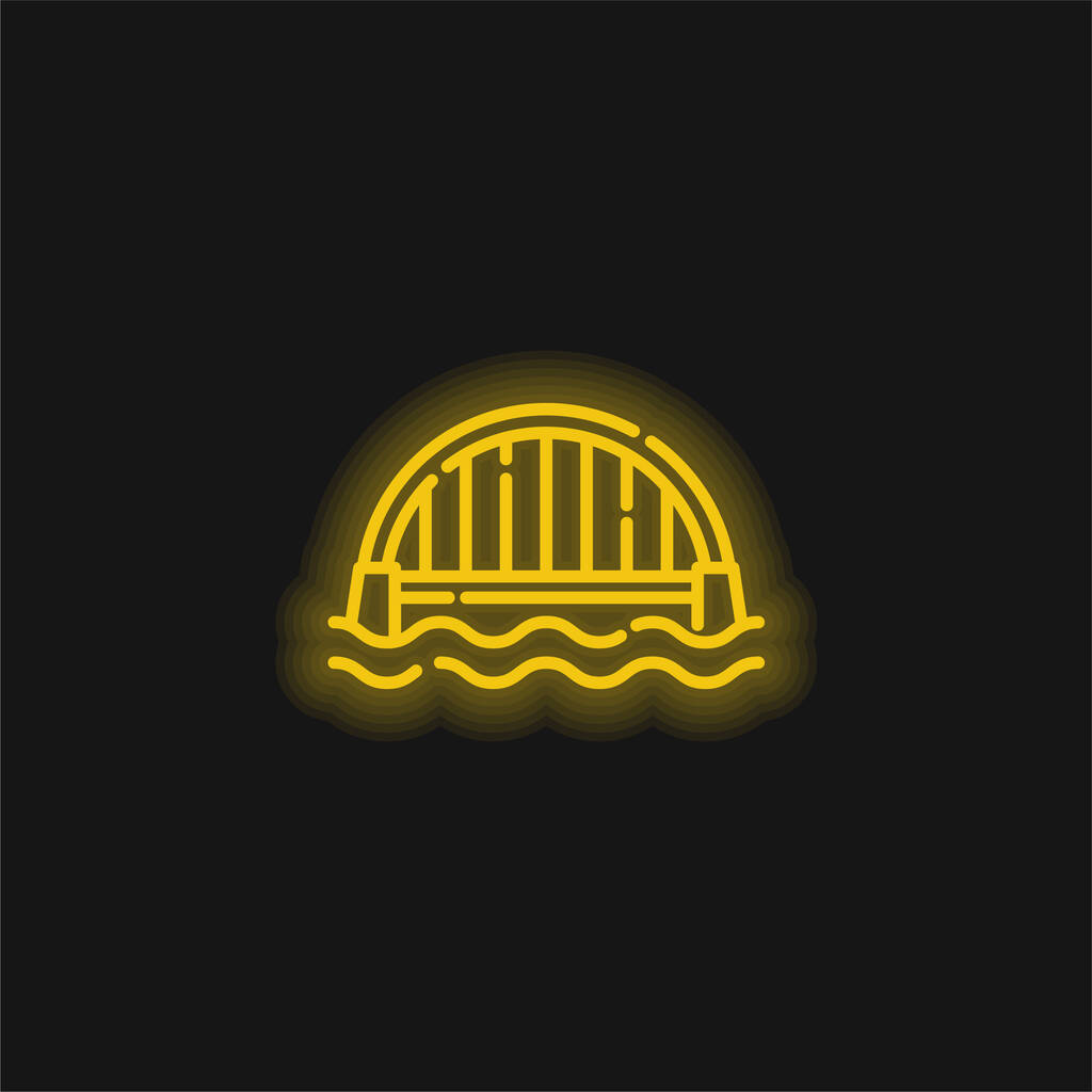 Γέφυρα κίτρινο λαμπερό νέον εικονίδιο - Διάνυσμα, εικόνα