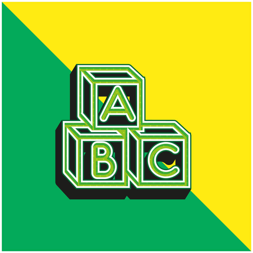 Baby Abc κύβους Πράσινο και κίτρινο σύγχρονο 3d διάνυσμα εικονίδιο λογότυπο - Διάνυσμα, εικόνα