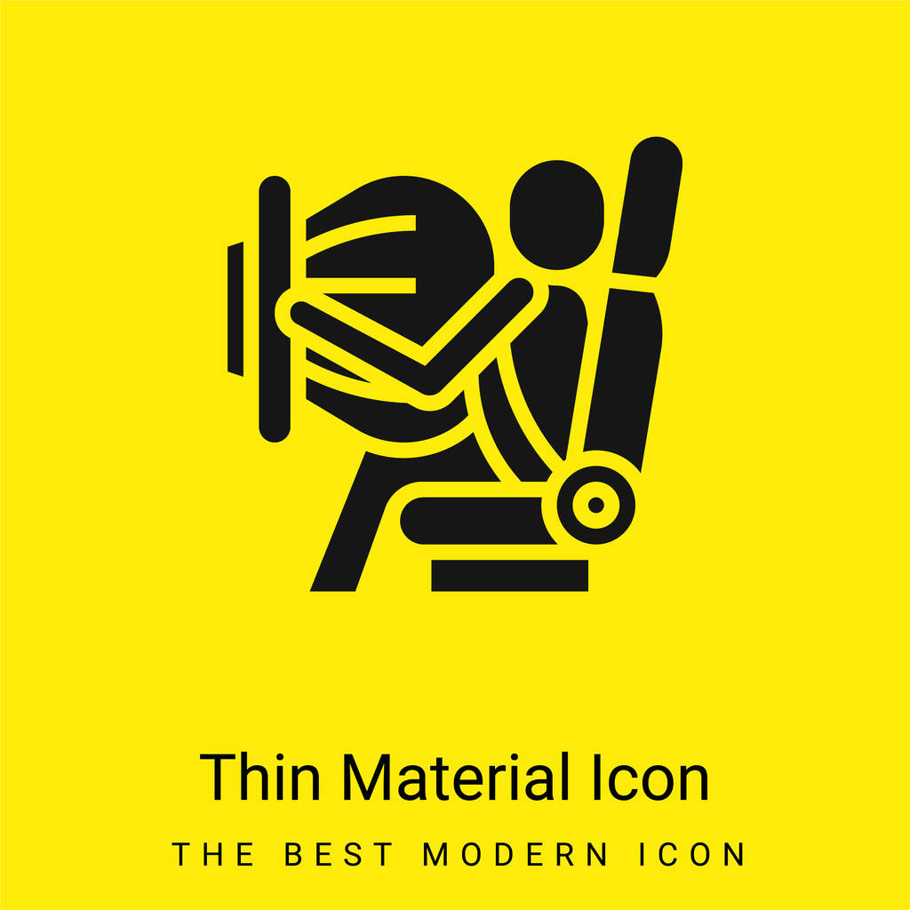 Airbag - minimální jasně žlutá ikona materiálu - Vektor, obrázek
