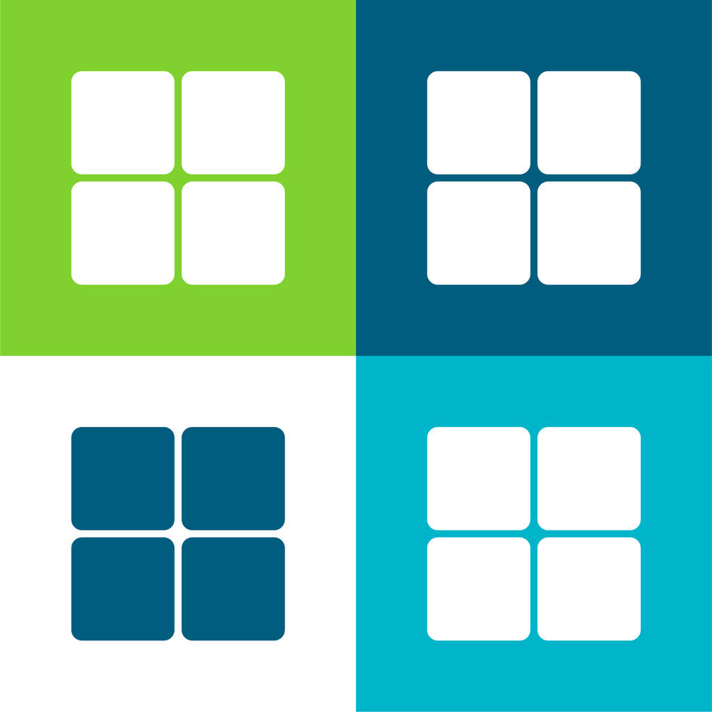 4 круглых квадратов плоские четыре цвета минимальный набор значков - Вектор,изображение