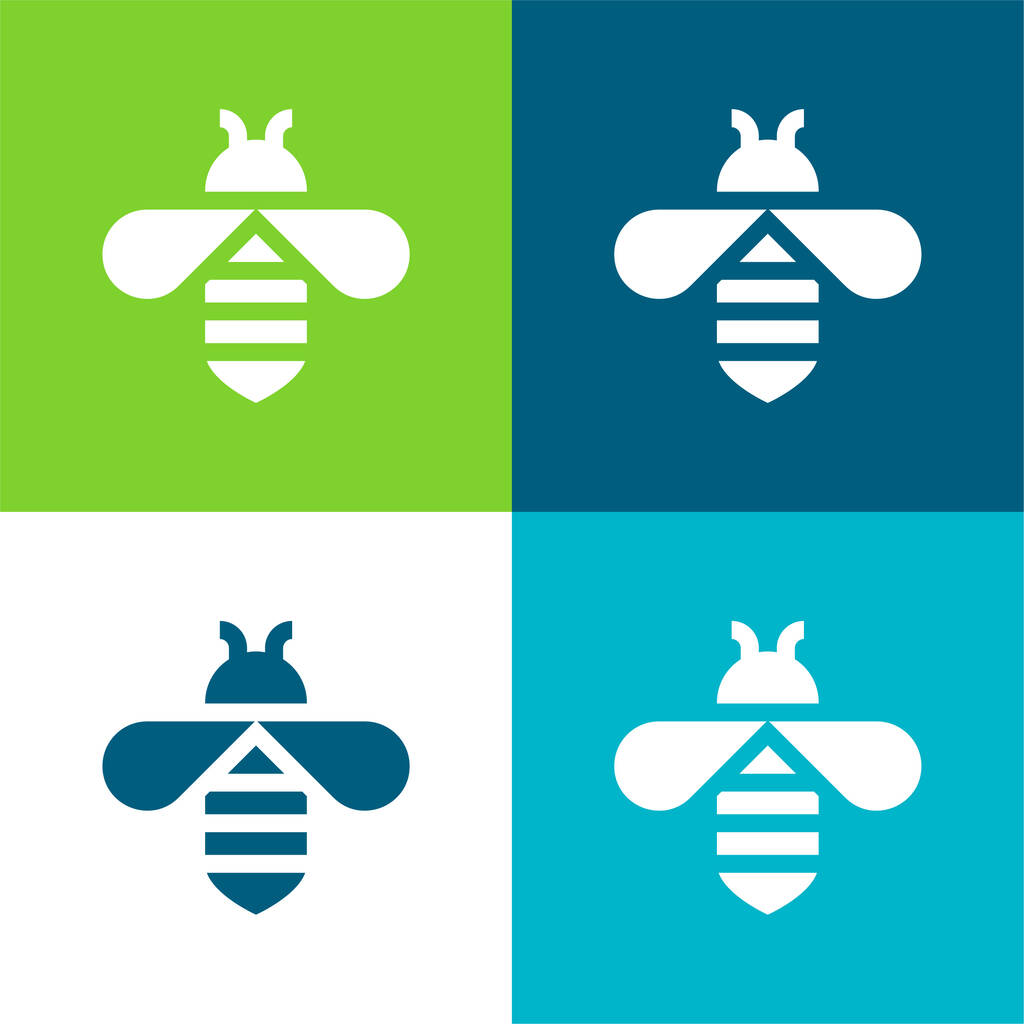 Bee Flat vier Farben minimales Symbol-Set - Vektor, Bild