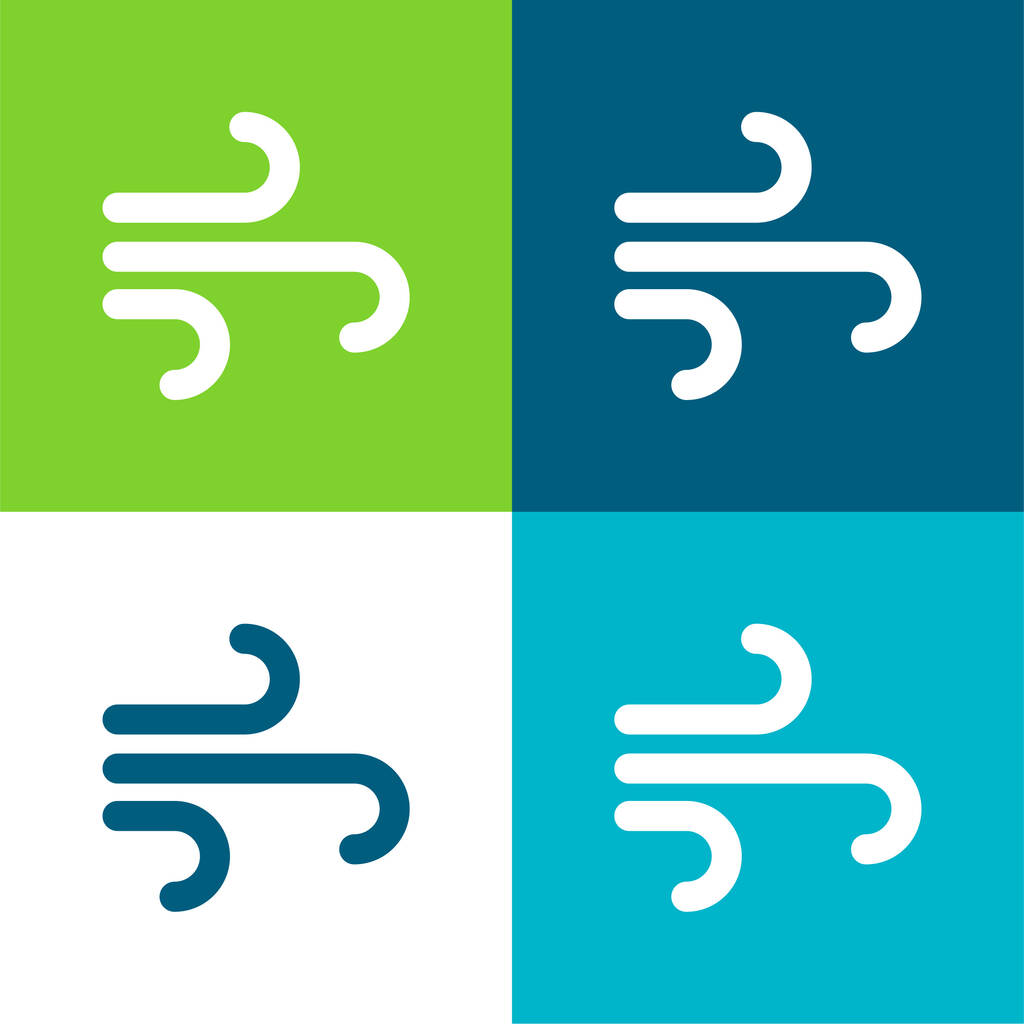 Air Element Set icona minimale piatto a quattro colori - Vettoriali, immagini