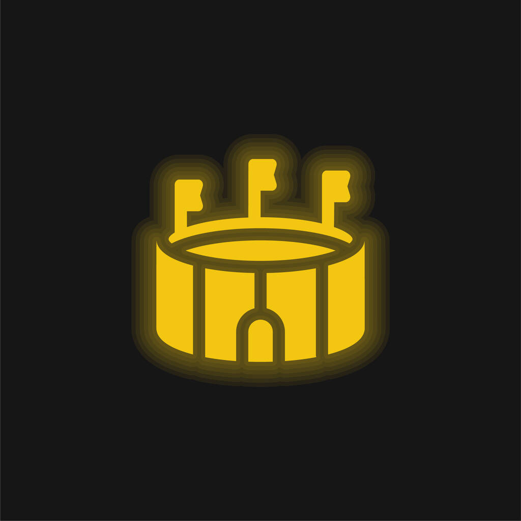 Arena yellow glowing neon icon - Vector, Image