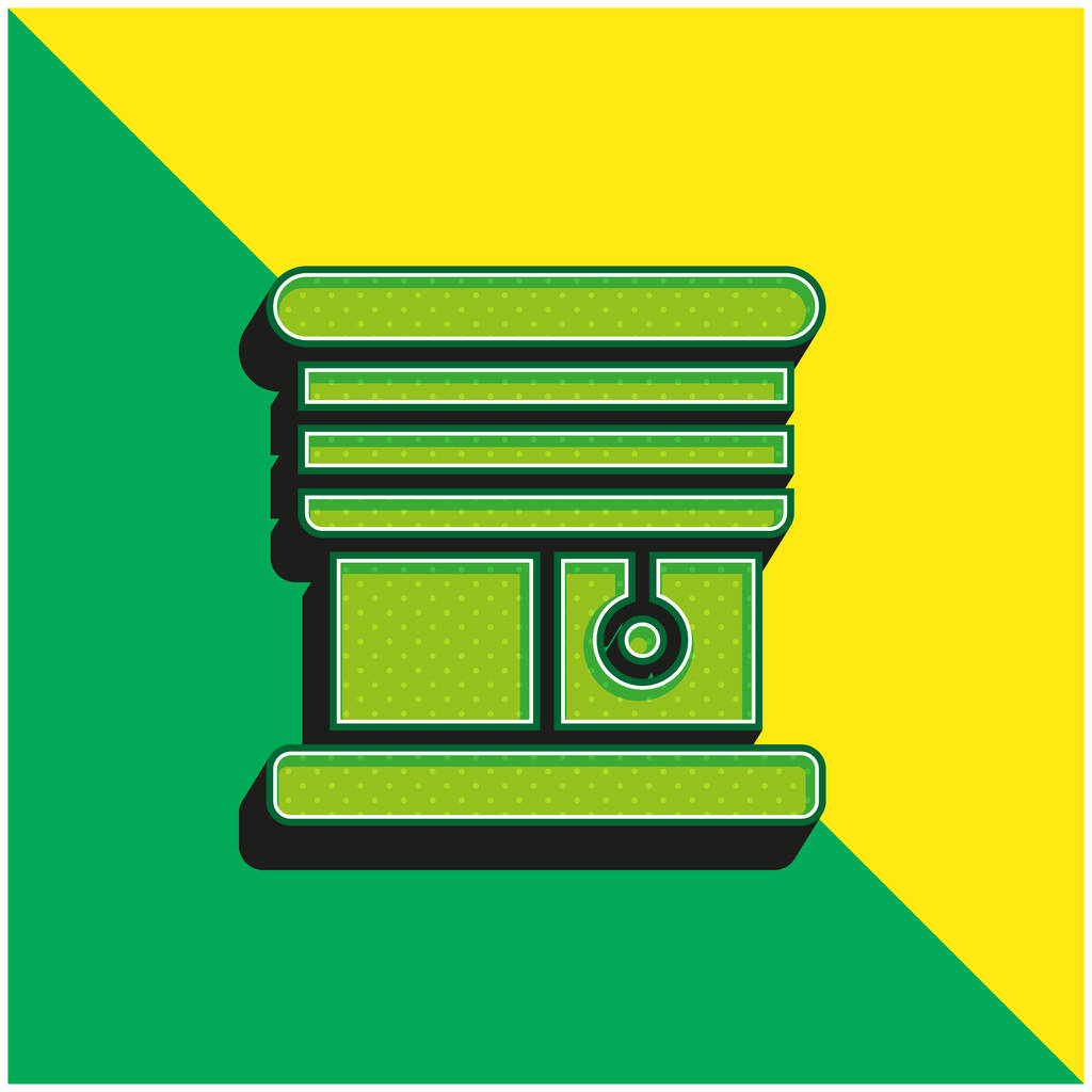 Жалюзи Зеленый и желтый современный 3D логотип векторной иконки - Вектор,изображение