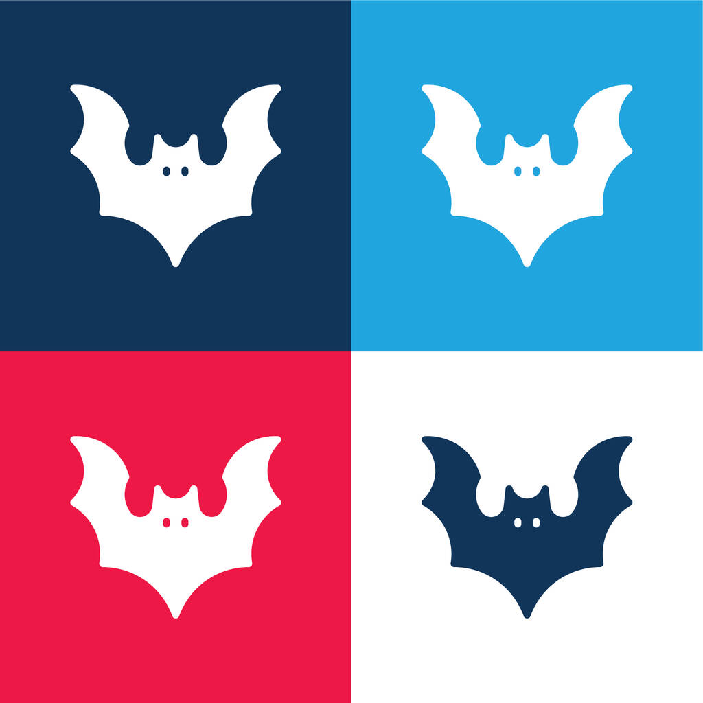 murciélago azul y rojo de cuatro colores mínimo icono conjunto - Vector, imagen