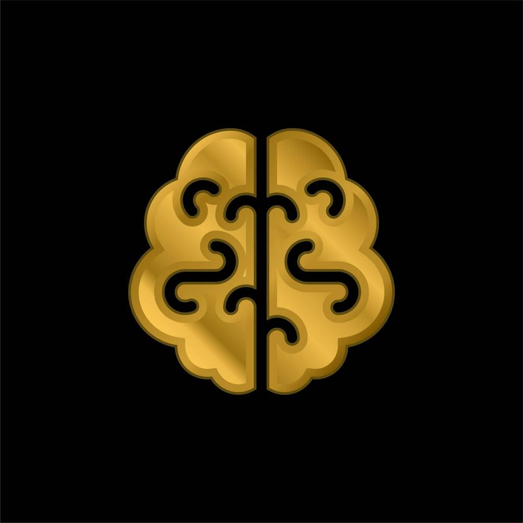 Mozkové pozlacené kovové ikony nebo vektor loga - Vektor, obrázek