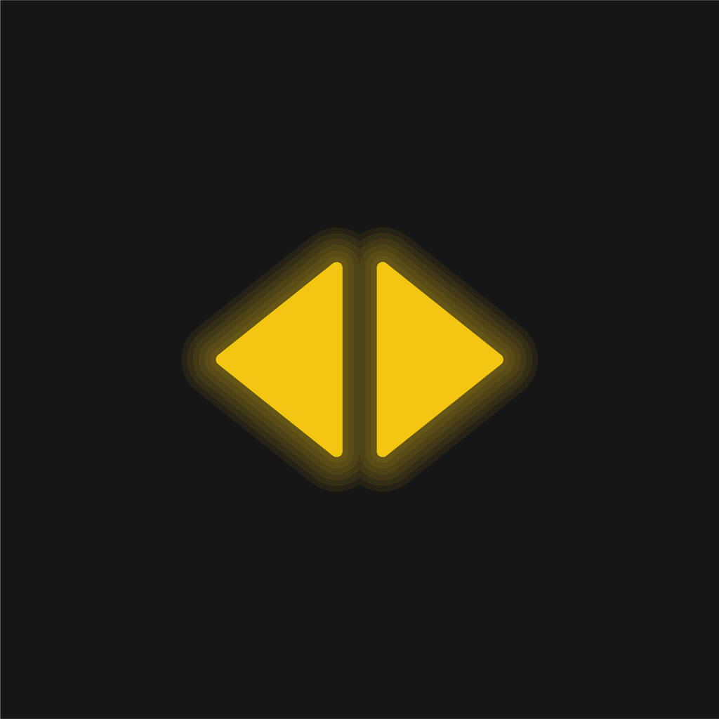 Flèches droite et gauche Triangles remplis jaune brillant icône néon - Vecteur, image
