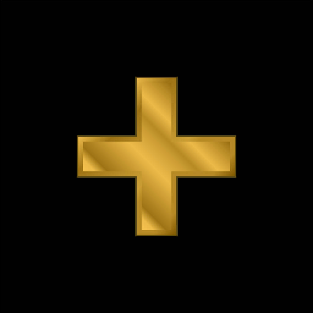 Segno di aggiunta oro placcato icona metallica o logo vettore - Vettoriali, immagini