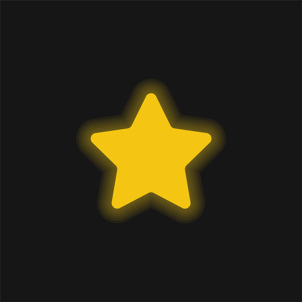 Iso suosikki Star keltainen hehkuva neon kuvake - Vektori, kuva