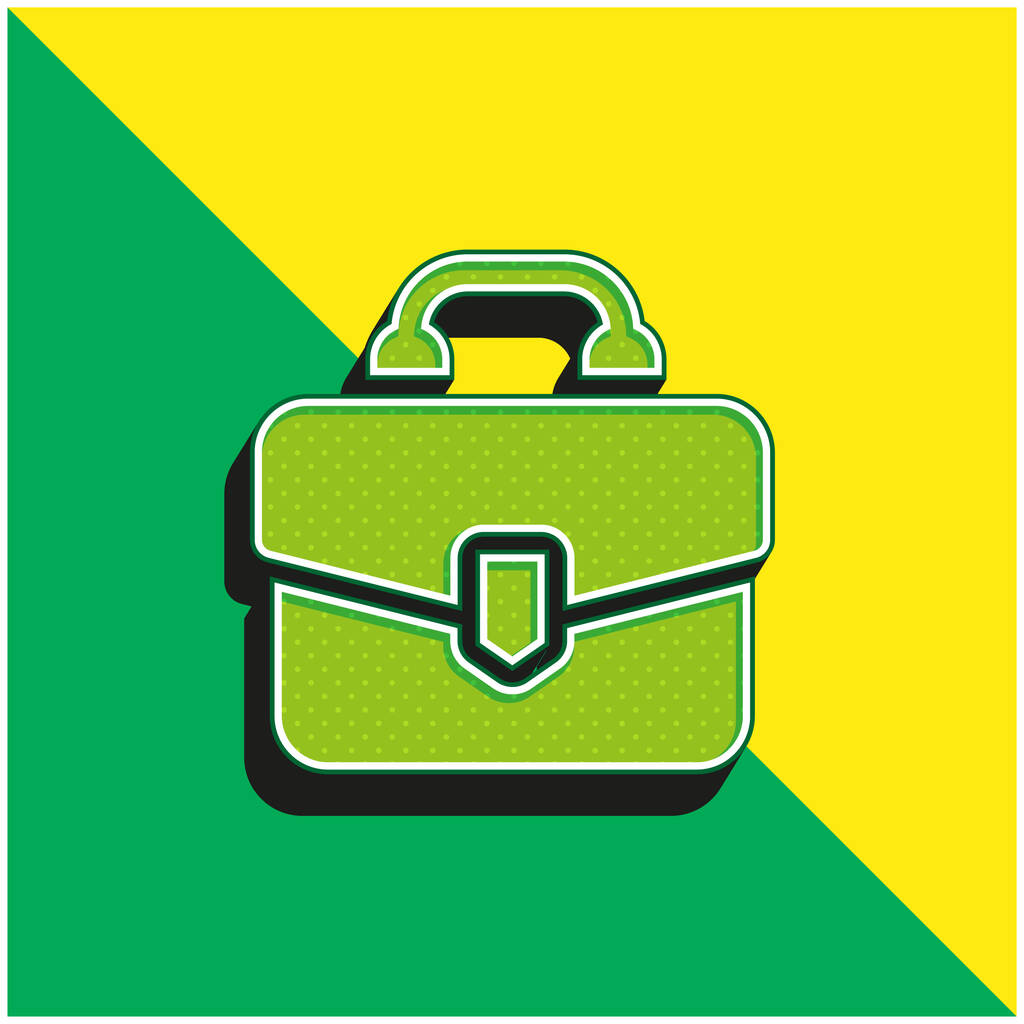 Maletín verde y amarillo moderno vector 3d icono logotipo - Vector, imagen