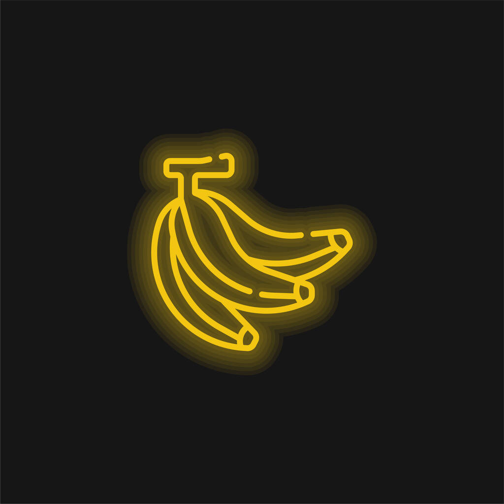 Бананові жовті сяючі неонові ікони - Вектор, зображення