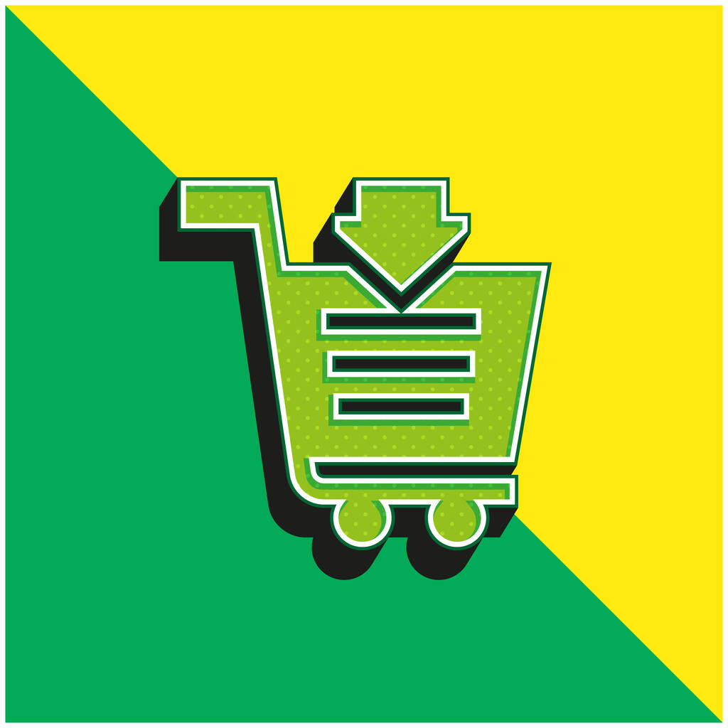 Añadir al carrito Verde y amarillo moderno vector 3d icono logo - Vector, Imagen