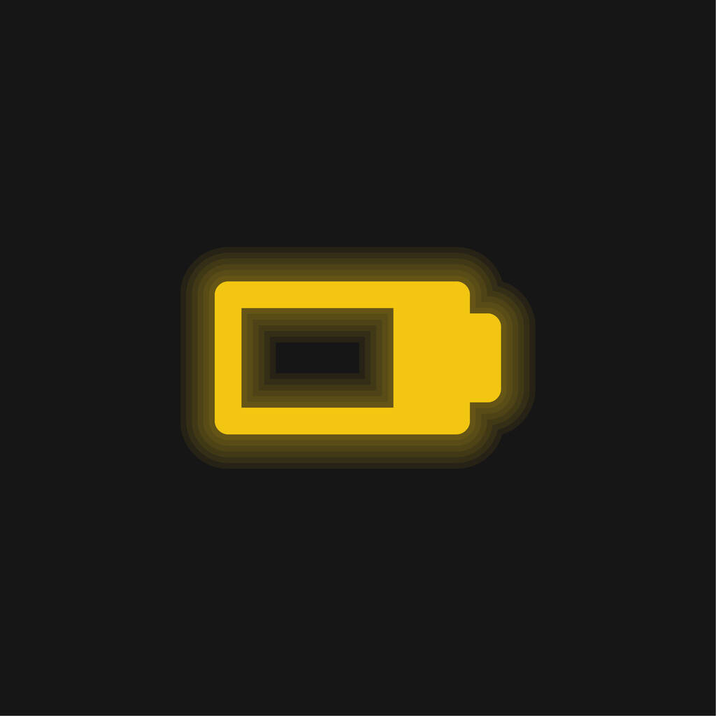 Battery Almost Full yellow glowing neon icon - Vector, Image
