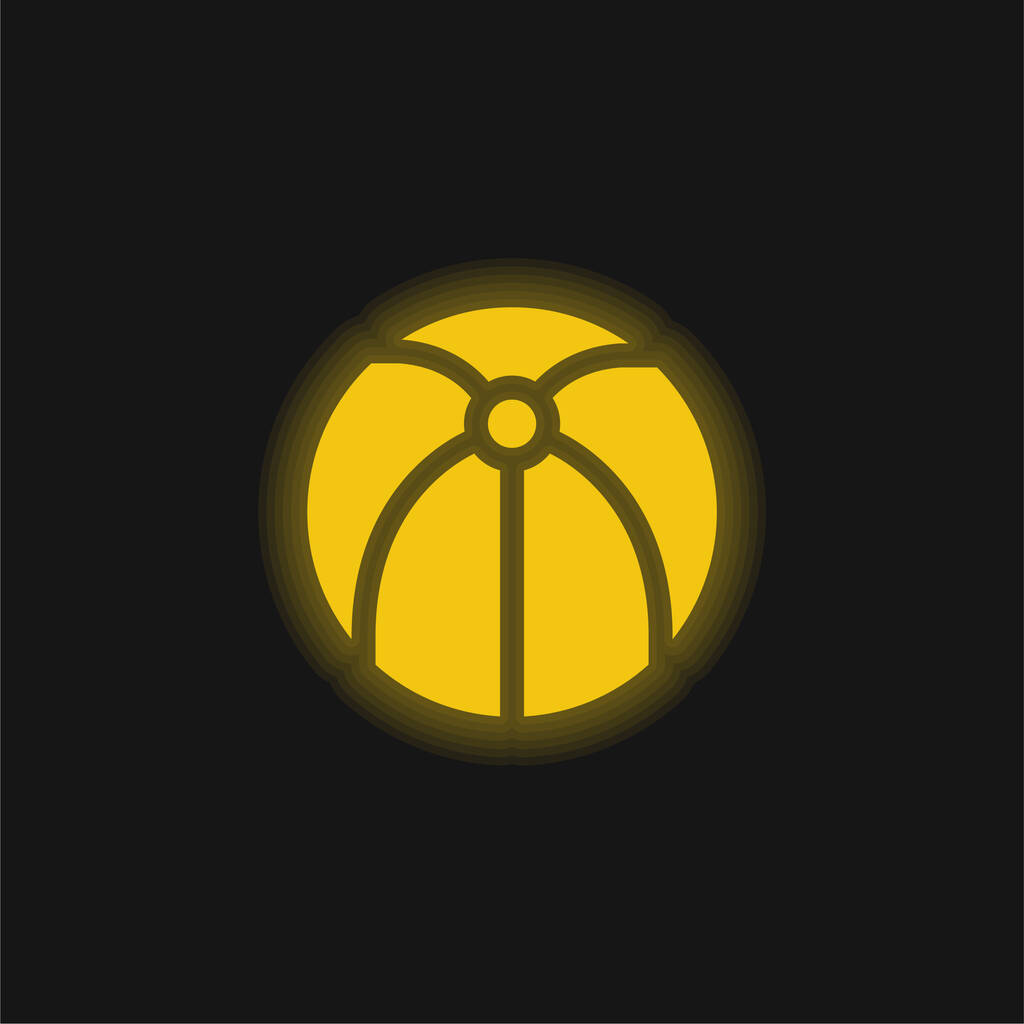 Strand Ball sárga izzó neon ikon - Vektor, kép