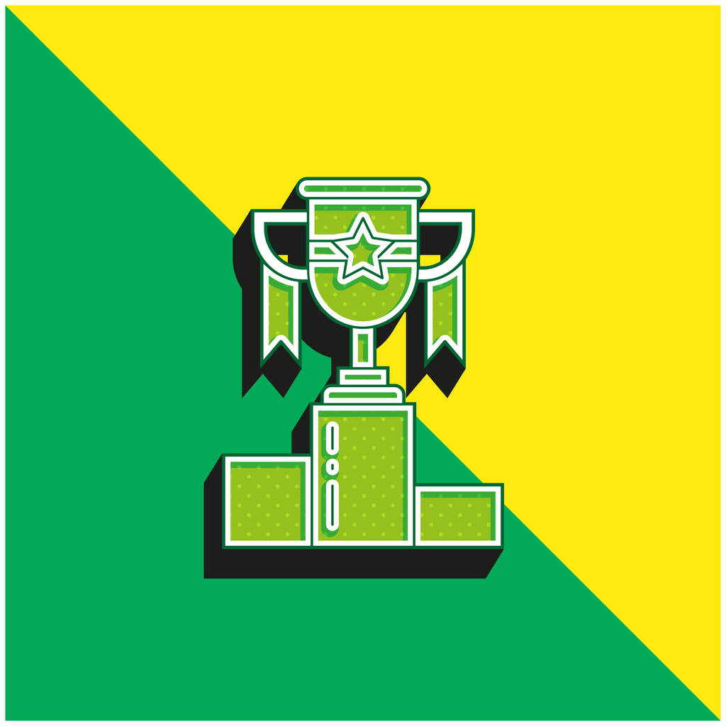 Díj Zöld és sárga modern 3D vektor ikon logó - Vektor, kép