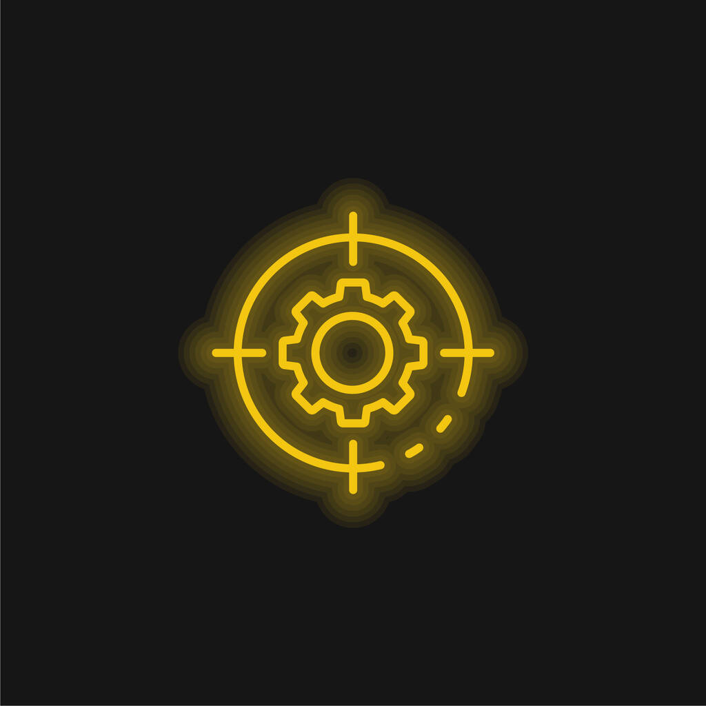 Cél sárga izzó neon ikon - Vektor, kép