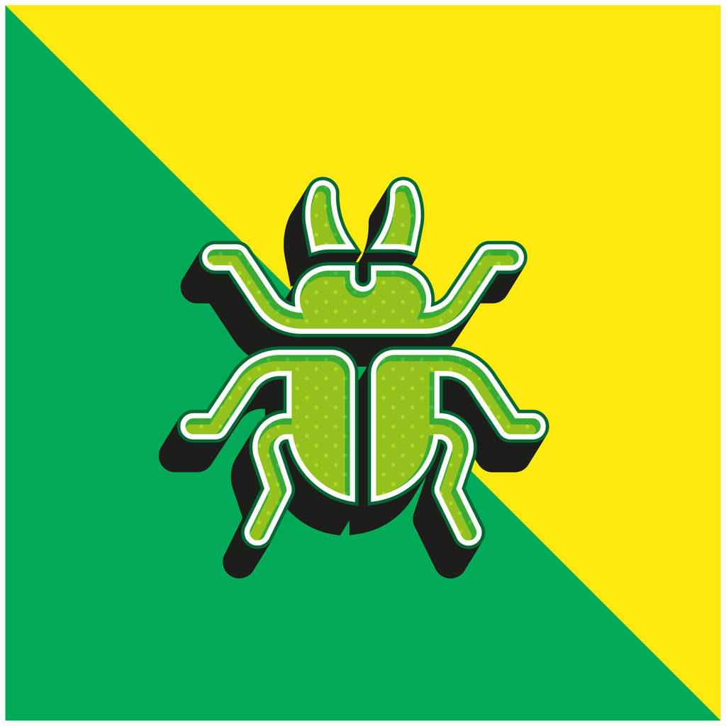 Жучок зеленый и желтый современный трехмерный векторный логотип - Вектор,изображение